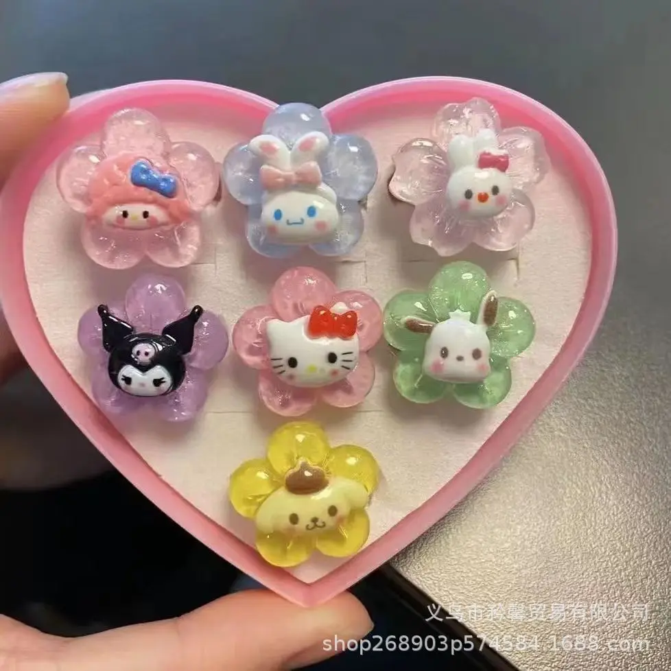 Kawaii Sanrio Ring with Heart Flower Anime Hello Kitty Ring Cartoon My Melody Cinnamoroll Kuromi Girl Exquisite Accessories Gift
Kawaii Sanrio Ring with Heart Flower Anime Hello Kitty Ring Cartoon My Melody Cinnamoroll Kuromi Girl Exquisite Accessories Gift