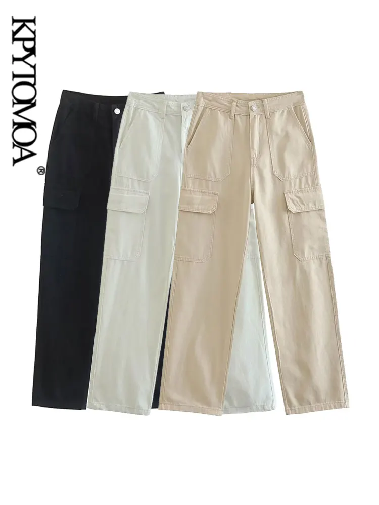 KPYTOMOA Women Fashion With Side Patch Pockets Straight Cargo Pants Vintage High Waist Zipper Fly Female Trousers Mujer
KPYTOMOA Women Fashion With Side Patch Pockets Straight Cargo Pants Vintage High Waist Zipper Fly Female Trousers Mujer