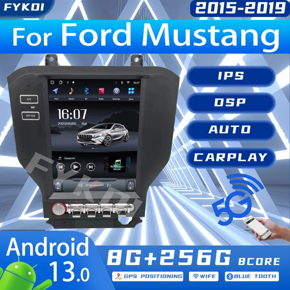 Автомобильный радиоприемник FYKOI для Ford Mustang 2015-2019, автомобильный мультимедийный экран Tesla, стерео Carplay, Android 13, Bluetooth, 4G, WIFI, DSP
Автомобильный радиоприемник FYKOI для Ford Mustang 2015-2019, автомобильный мультимедийный экран Tesla, стерео Carplay, Android 13, Bluetooth, 4G, WIFI, DSP