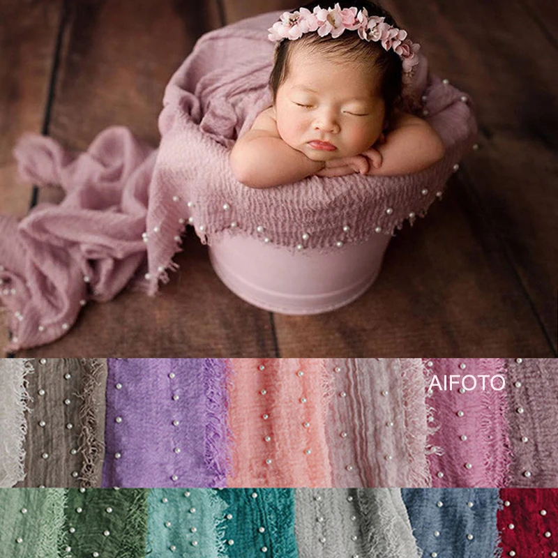 

Newborn Baby Photography Props Wraps Pearl Fringe Layer Texture Prop Shoot Studio Cloth Baby DIY Shooting Lace Layering Set