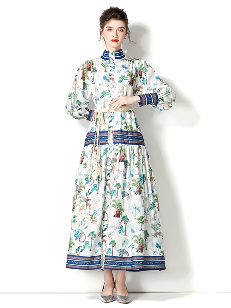 Bohemain Style Retro Print Dress Women New Fashion Spring Autumn Stand Collar Long Lantern Sleeve Party Maxi Dresses Vestidos
Bohemain Style Retro Print Dress Women New Fashion Spring Autumn Stand Collar Long Lantern Sleeve Party Maxi Dresses Vestidos