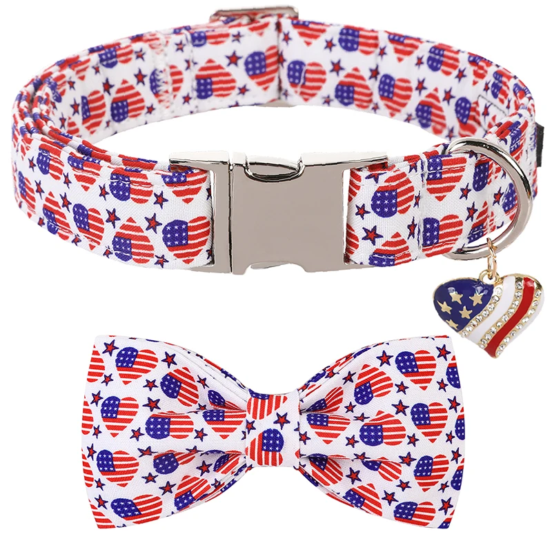 Personalized American Flag Dog Collar with Bowtie 4th Of July Dog Collar Pet Dog Collar for Large Medium Small Dog
Personalized American Flag Dog Collar with Bowtie 4th Of July Dog Collar Pet Dog Collar for Large Medium Small Dog