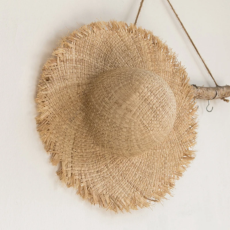 

Summer Natural Raffia Sun Hat For Women Wide Brim Fashion Floppy Shade Dome Straw Hat Girl Outdoor Vacation Beach Hat Panama