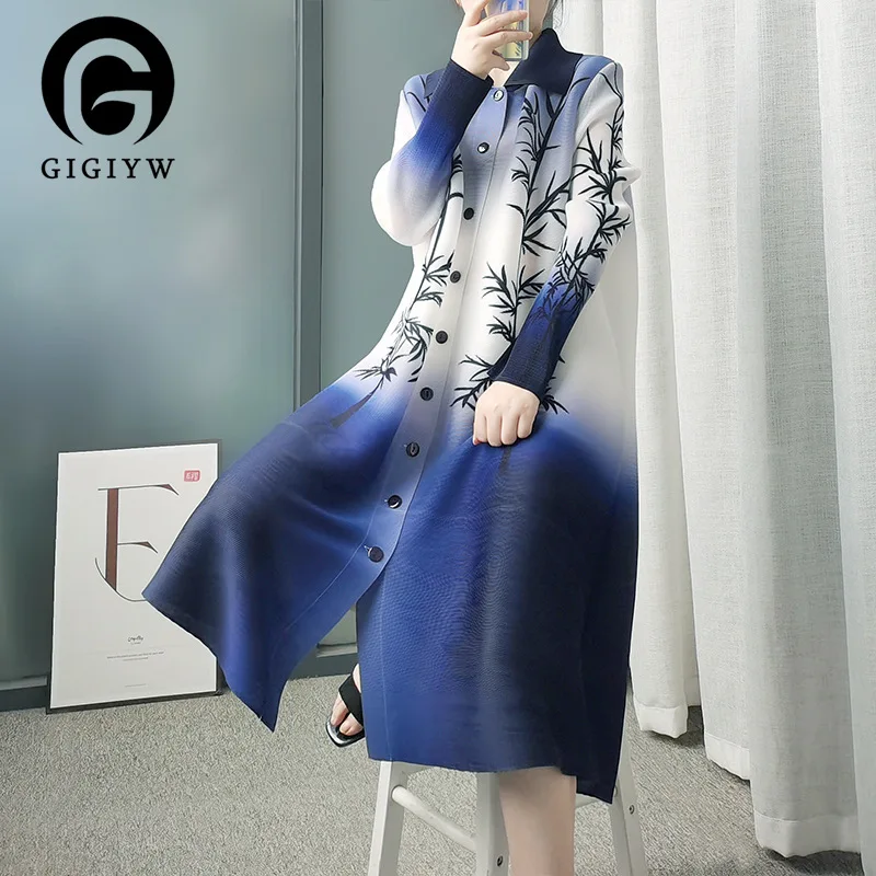 GIGIYW Gradient Color Windbreaker Single Row Button Lapel Printed Spring Midi Coat Pleated Loose Fit Women Autumn 2022 New ZZ149
GIGIYW Gradient Color Windbreaker Single Row Button Lapel Printed Spring Midi Coat Pleated Loose Fit Women Autumn 2022 New ZZ149