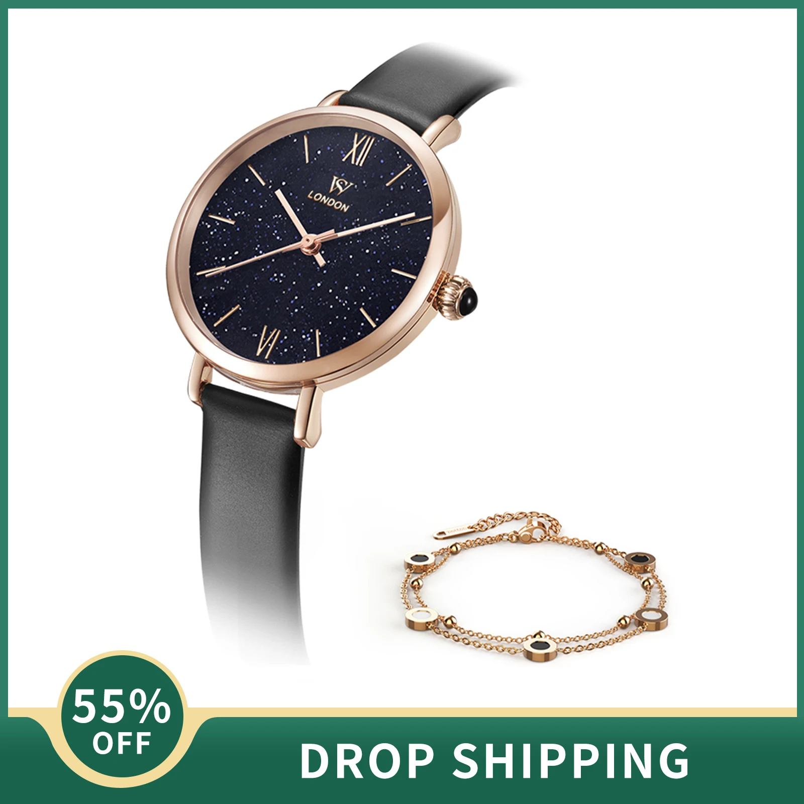 WS Women Watches Ladies Chain Bracelet Quartz Watch Blue Sandstone Wristwatch with Waterproof Leather Strap Round Dial Clock
WS Women Watches Ladies Chain Bracelet Quartz Watch Blue Sandstone Wristwatch with Waterproof Leather Strap Round Dial Clock