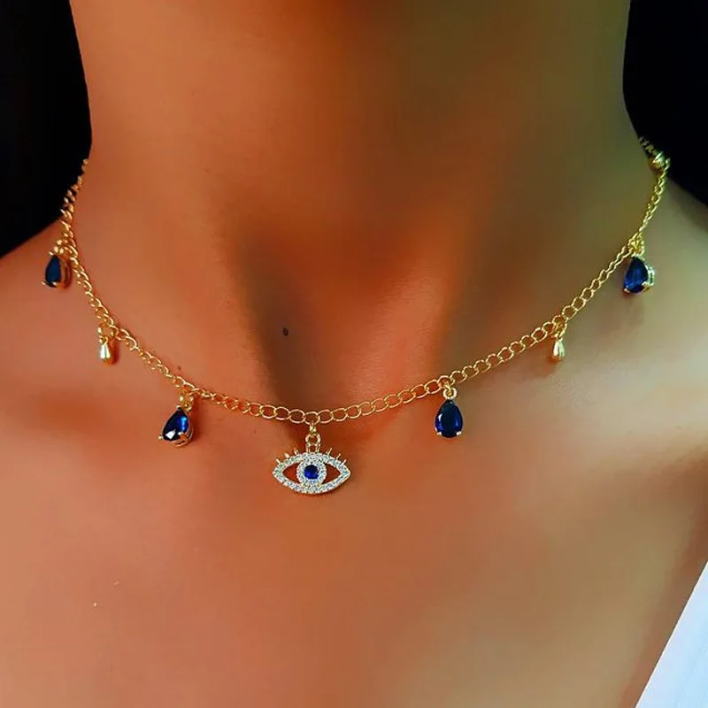 Evil Eye Pendant Necklaces for Women Fashion Turkey Round Blue Eyes Chokers Gold Silver Chain Necklace Devil's Eye Jewelry Gift
Evil Eye Pendant Necklaces for Women Fashion Turkey Round Blue Eyes Chokers Gold Silver Chain Necklace Devil's Eye Jewelry Gift
