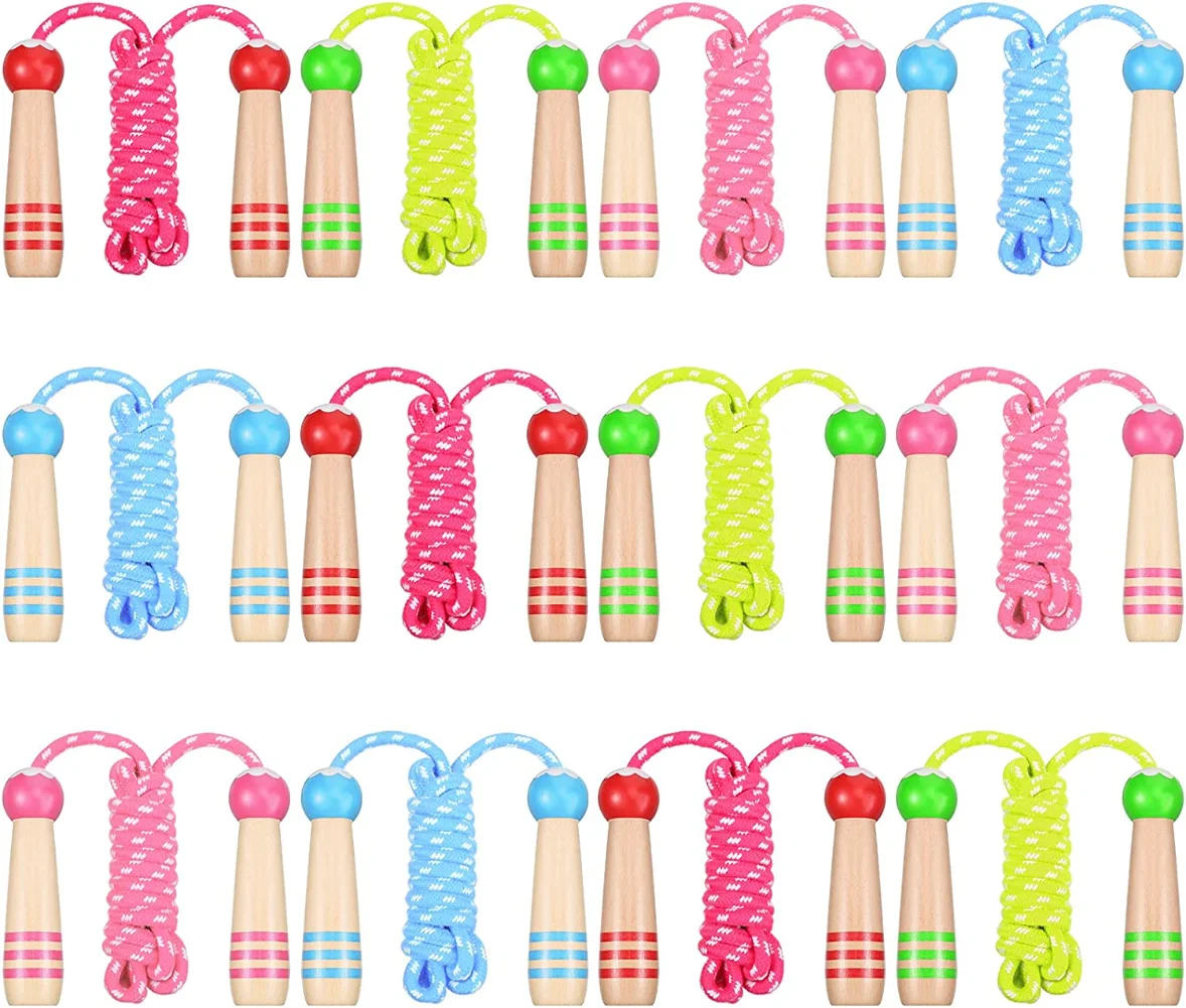 12Pcs Jump Rope for Kids with Wooden Handle Jump Rope for Adjustable Cotton Skipping Rope Cotton Braided Outdoor Fun Activity 
12Pcs Jump Rope for Kids with Wooden Handle Jump Rope for Adjustable Cotton Skipping Rope Cotton Braided Outdoor Fun Activity