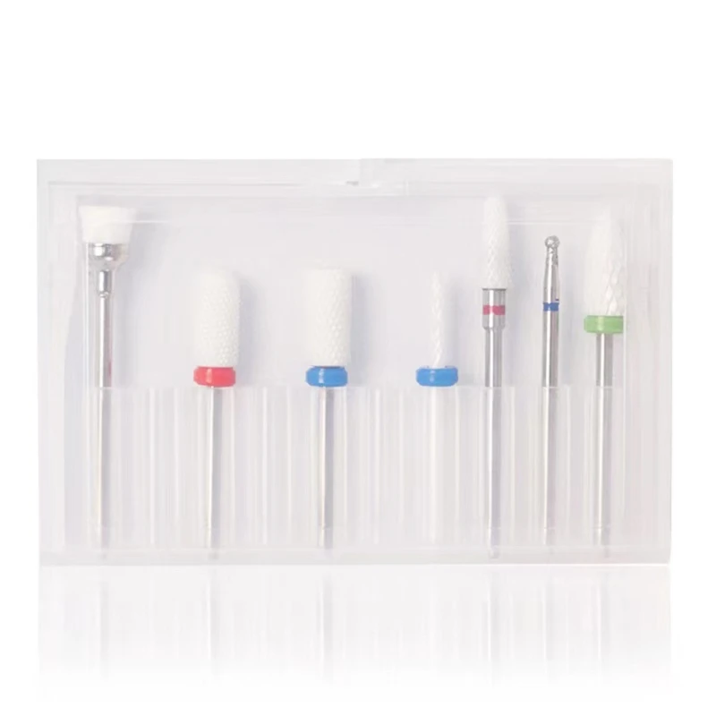 7 шт. керамических фрез для ногтей, набор фрез для ногтей 3/32 для акрилового геля, маникюра, педикюра, пилка для ногтей, удалитель кутикулы