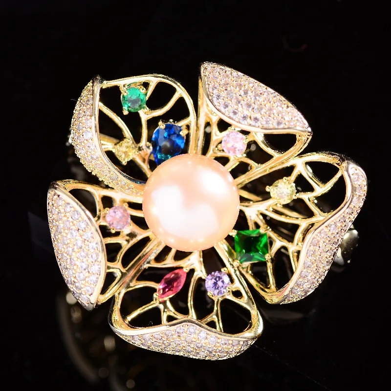 Copper Inlaid Zircon Freshwater Pearl Hibiscus Brooch Elegant Flower High-end Luxury Coat Corsage Accessories Women
Copper Inlaid Zircon Freshwater Pearl Hibiscus Brooch Elegant Flower High-end Luxury Coat Corsage Accessories Women
