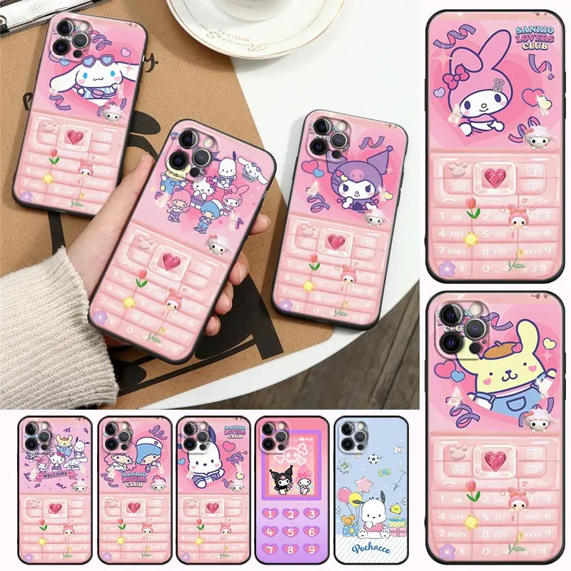 

Phone Hello Kitty kuromi Cartoon Phone Case For Apple iPhone14 13 12 11 Pro Max 8 7 SE XR XS Plus Black Cover Fundas Coque Shell