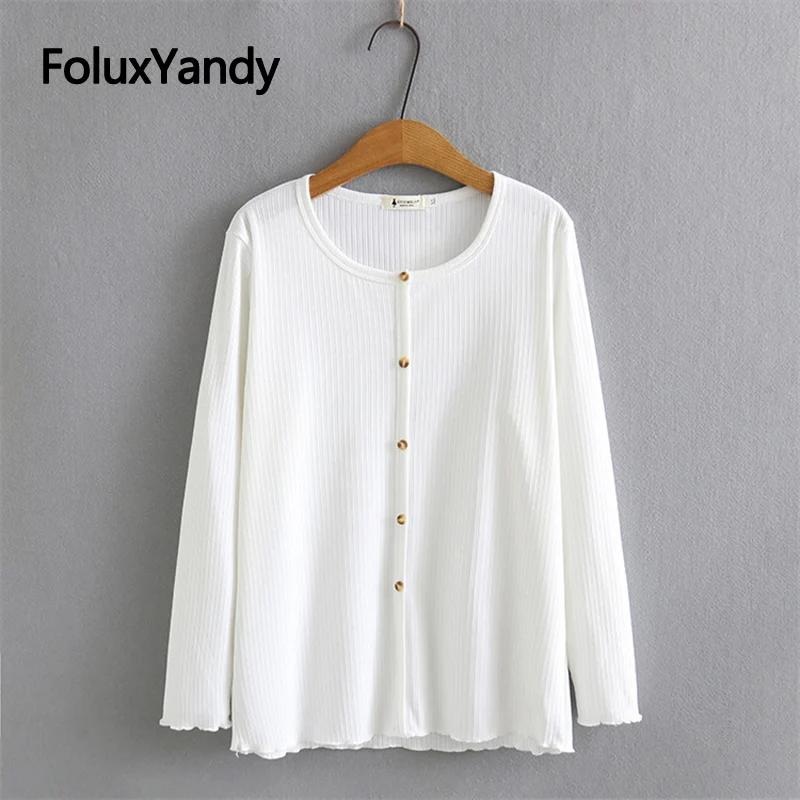Single Breasted Casual Women Tops Plus Size Tops Tees O Neck Loose Long Sleeve T-shirts Black White KKFY5976
Single Breasted Casual Women Tops Plus Size Tops Tees O Neck Loose Long Sleeve T-shirts Black White KKFY5976