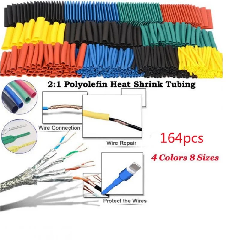 Shrinkable tube 164pcs Set Polyolefin Shrinking Assorted Heat Shrink Tube Wire Cable Insulated Sleeving Tubing hand tools Set
Shrinkable tube 164pcs Set Polyolefin Shrinking Assorted Heat Shrink Tube Wire Cable Insulated Sleeving Tubing hand tools Set