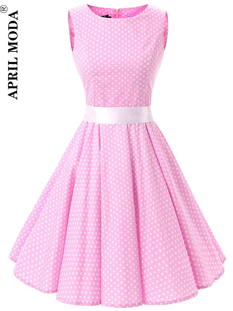 Sleeveless Cotton Pink Tunic Midi Big Swing Dress Polka Dot Printed Party Dating Female Vintage Rockabilly Party Dress Vestidos
Sleeveless Cotton Pink Tunic Midi Big Swing Dress Polka Dot Printed Party Dating Female Vintage Rockabilly Party Dress Vestidos