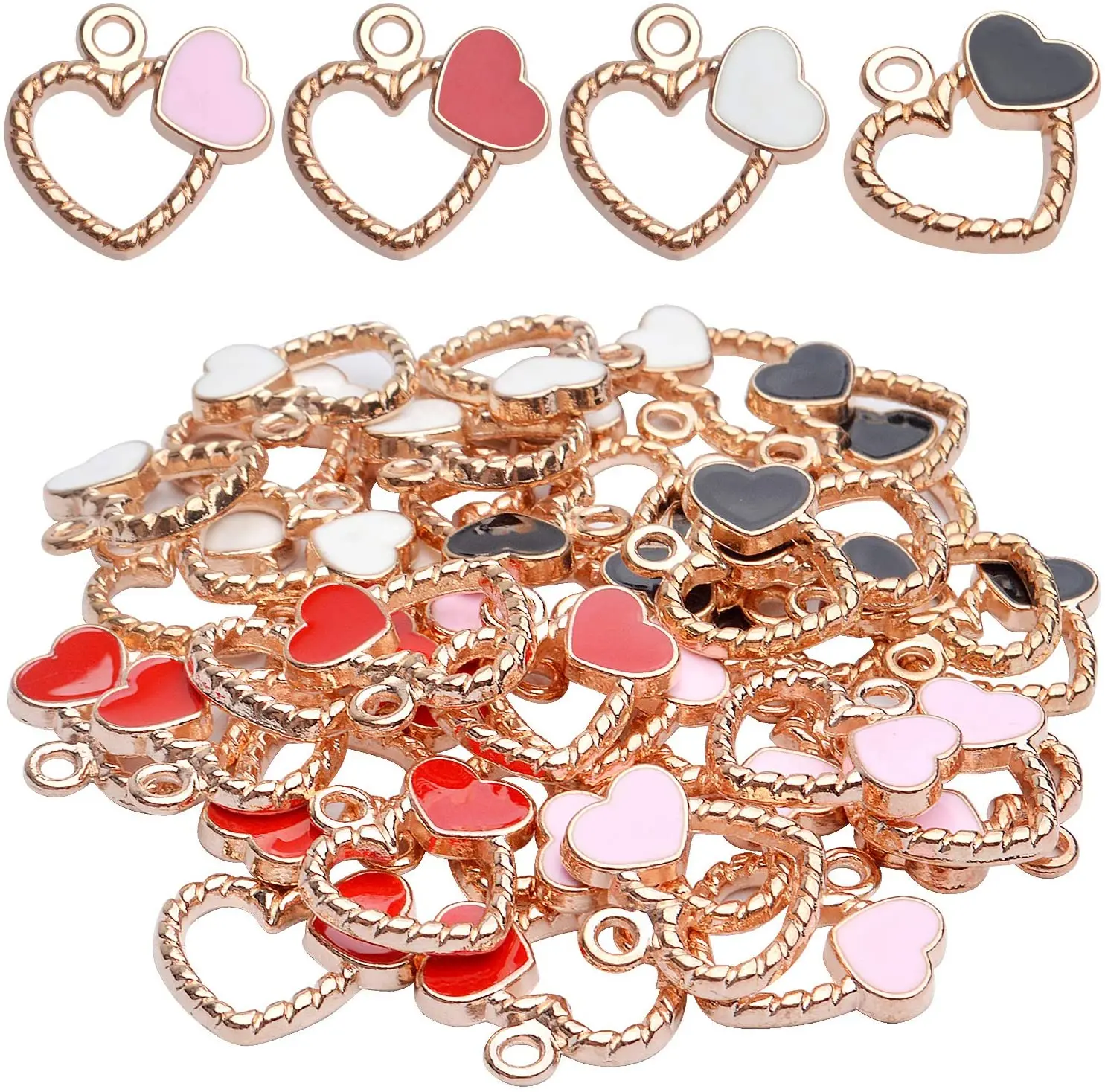 40pcs 18x18mm Golden Plated Enamel Heart Charms Hollow Love Heart Pendants for DIY Crafts Jewelry Making Supplies, 4 Colors
40pcs 18x18mm Golden Plated Enamel Heart Charms Hollow Love Heart Pendants for DIY Crafts Jewelry Making Supplies, 4 Colors