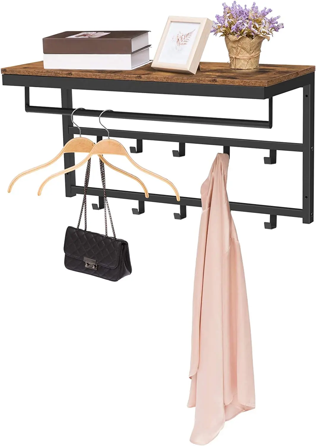 HOOBRO Wall Coat Rack With Shelf Wall-Mounted Hanging Shelves With 10 Hooks And Bars For Hallway Living Room Bedroom Bathroom
HOOBRO Wall Coat Rack With Shelf Wall-Mounted Hanging Shelves With 10 Hooks And Bars For Hallway Living Room Bedroom Bathroom