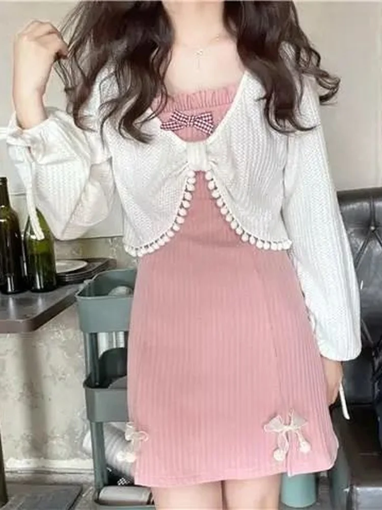 QWEEK Kawaii Pink Slip Mini Dress Women Japanese Sweet Soft Girl Cute Bow Short Dresses 2022 Autumn Korean Fashion Kpop Mori
QWEEK Kawaii Pink Slip Mini Dress Women Japanese Sweet Soft Girl Cute Bow Short Dresses 2022 Autumn Korean Fashion Kpop Mori