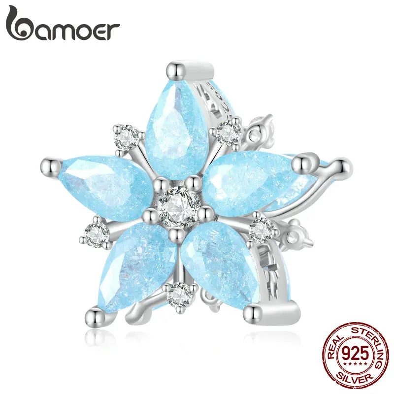 Bamoer 925 Sterling Silver Sky Blue Snow Flower Beads Aquamarine Zircon Snowflake Charms for Women Bracelet Fine Jewelry BSC719
Bamoer 925 Sterling Silver Sky Blue Snow Flower Beads Aquamarine Zircon Snowflake Charms for Women Bracelet Fine Jewelry BSC719