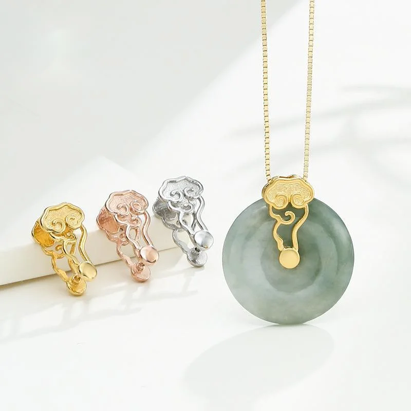 Ping An S925 Silver Buckle Pendant Jadeite Jade Xiangyun Diy Clip Head Empty Holder Jewelry
Ping An S925 Silver Buckle Pendant Jadeite Jade Xiangyun Diy Clip Head Empty Holder Jewelry