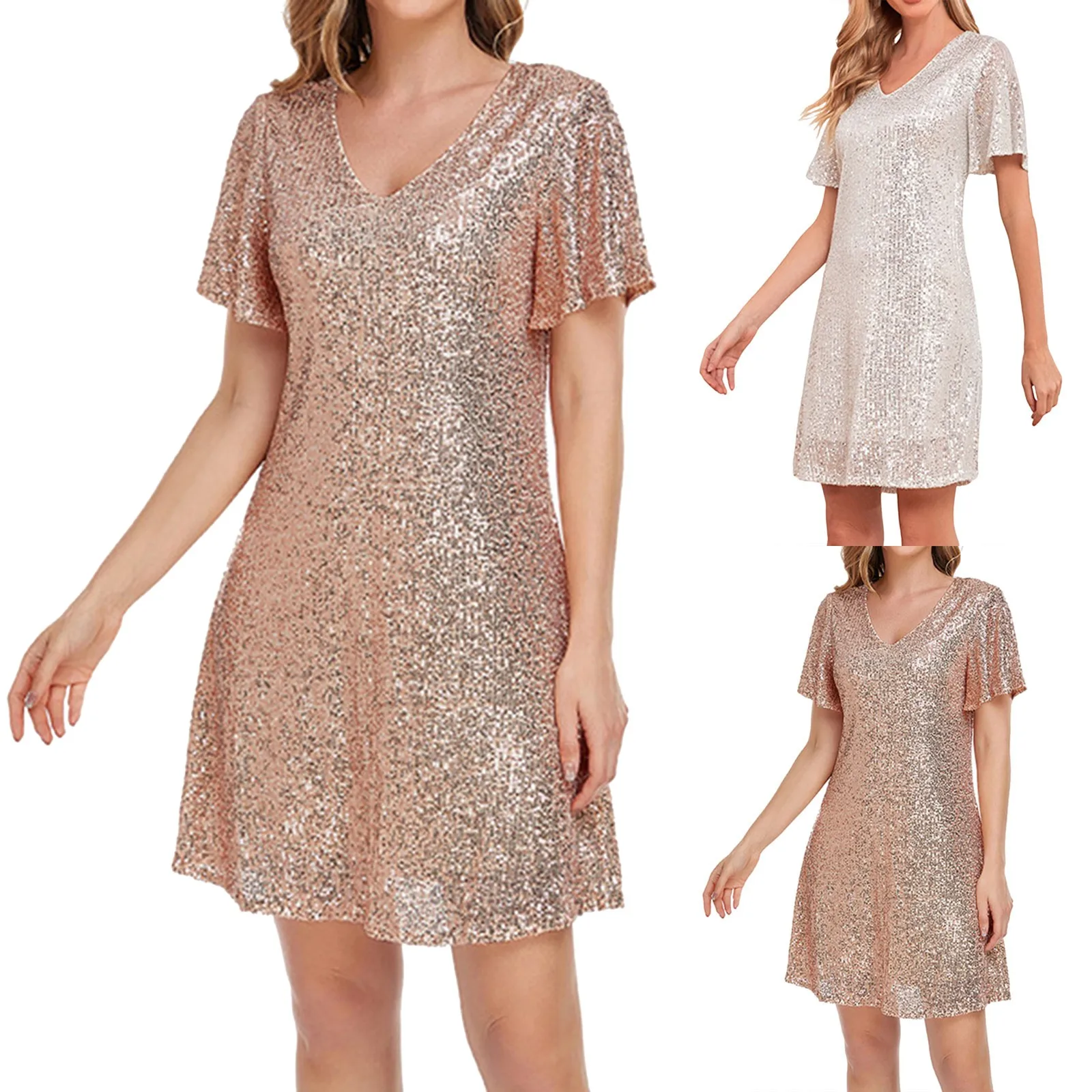 Weddinng Dresses for Women Elegant Sexy Sequin Dress Wrap V Neck Ruched Short Sleeves Dresses Loose Casual Formal Pullover Robes
Weddinng Dresses for Women Elegant Sexy Sequin Dress Wrap V Neck Ruched Short Sleeves Dresses Loose Casual Formal Pullover Robes