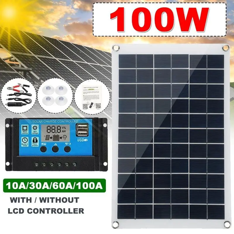 100W Solar Panel Kit Solar Cell 18V/5V USB Solar Charger + Controller For Car Yacht Battery Boat Charger Outdoor Solar Battery
100W Solar Panel Kit Solar Cell 18V/5V USB Solar Charger + Controller For Car Yacht Battery Boat Charger Outdoor Solar Battery