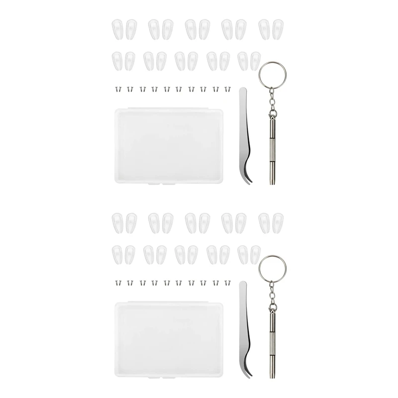20 Pairs Silicone Air Chamber Eyeglass Nose Pads, Eyeglass Repair Kit, Glasses Screws And Mini Screwdriver
20 Pairs Silicone Air Chamber Eyeglass Nose Pads, Eyeglass Repair Kit, Glasses Screws And Mini Screwdriver