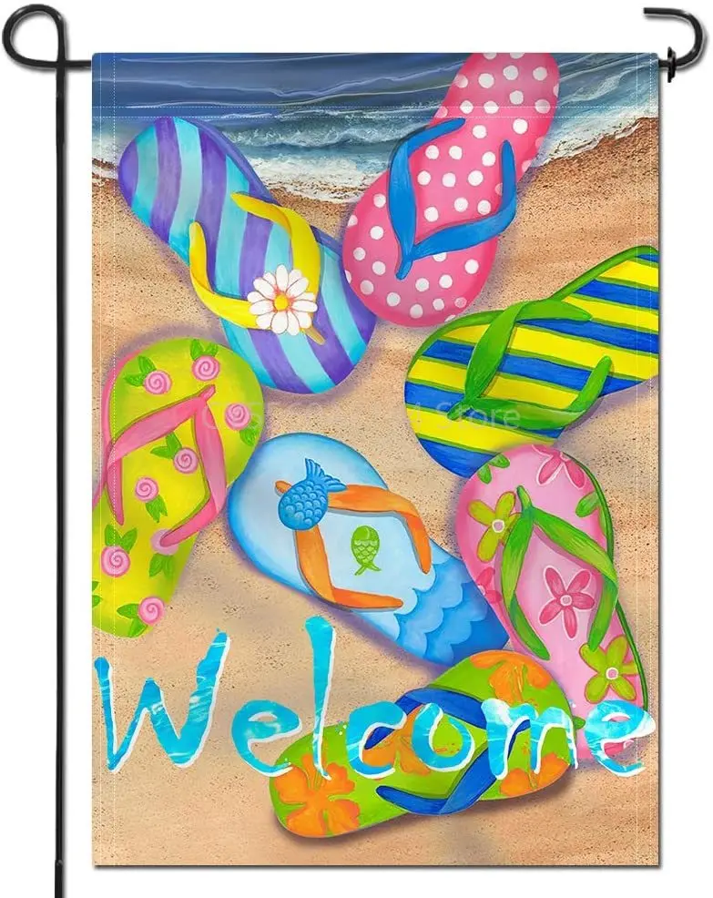 Flip Flops on Summer Beach Welcome Decorative Garden Flags Double Stitched - 18 x 12.5 Inch
Flip Flops on Summer Beach Welcome Decorative Garden Flags Double Stitched - 18 x 12.5 Inch