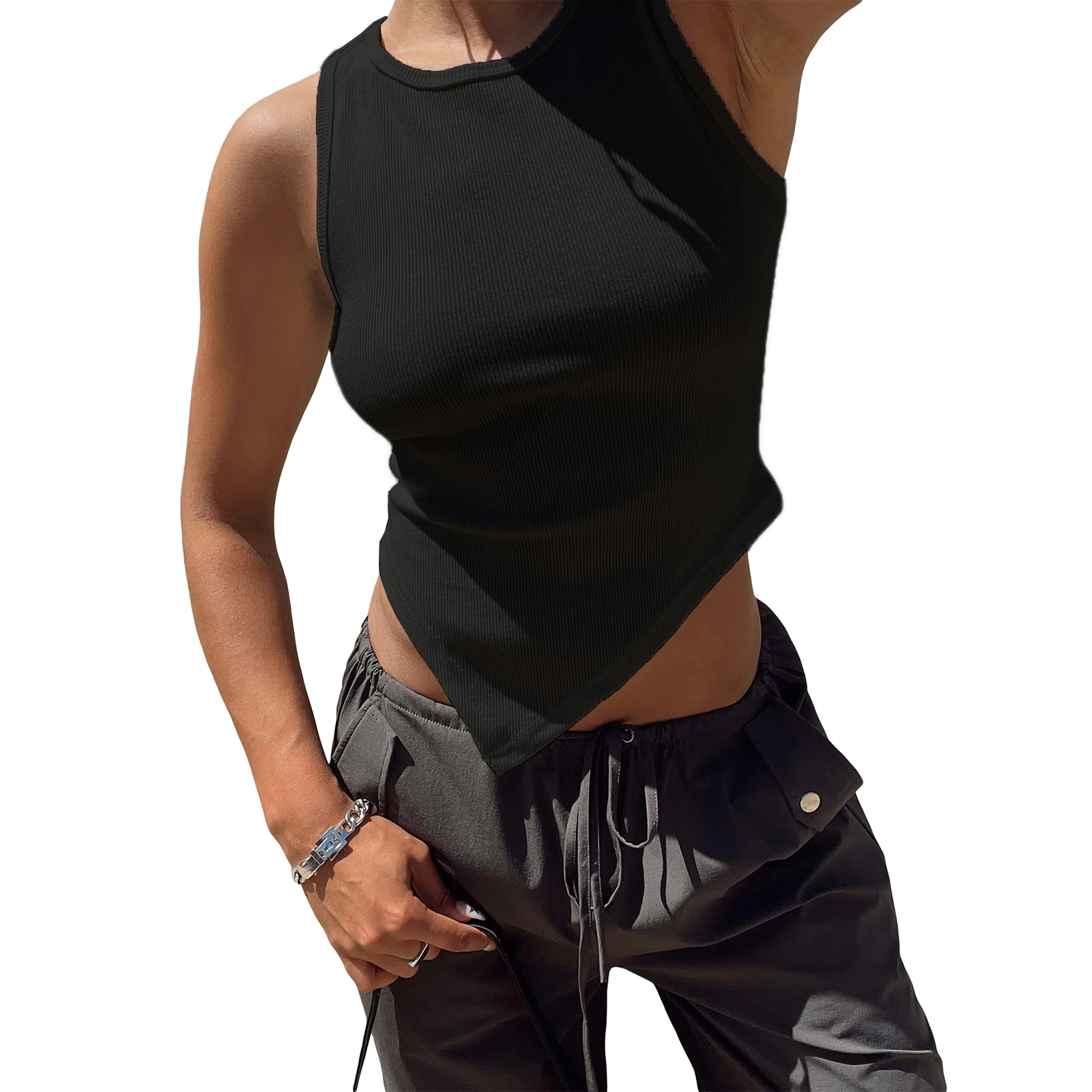 Women Irregular Tank Tops Sleeveless Crew Neck Solid Color Summer Vest Tops for Daily Wear Summer Going Out Casual Basic Blouse
Women Irregular Tank Tops Sleeveless Crew Neck Solid Color Summer Vest Tops for Daily Wear Summer Going Out Casual Basic Blouse