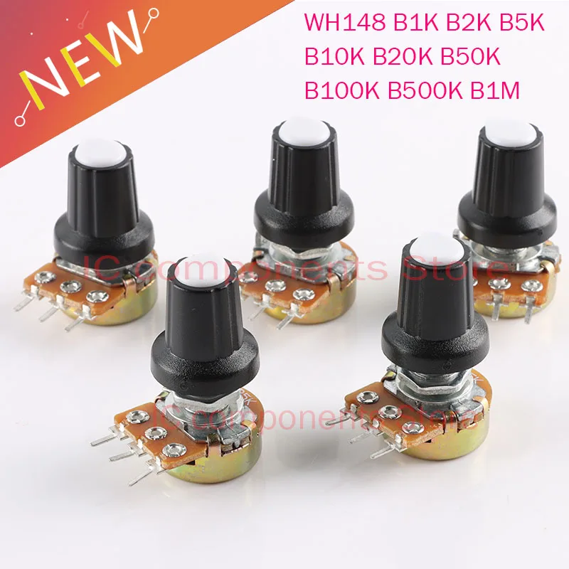 5 комплектов WH148 1K 10K 20K 50K 100K 500K Ом 15 мм 3-контактный линейный конический роторный потенциометр резистор для Arduino с белой крышкой AG2
5 комплектов WH148 1K 10K 20K 50K 100K 500K Ом 15 мм 3-контактный линейный конический роторный потенциометр резистор для Arduino с белой крышкой AG2