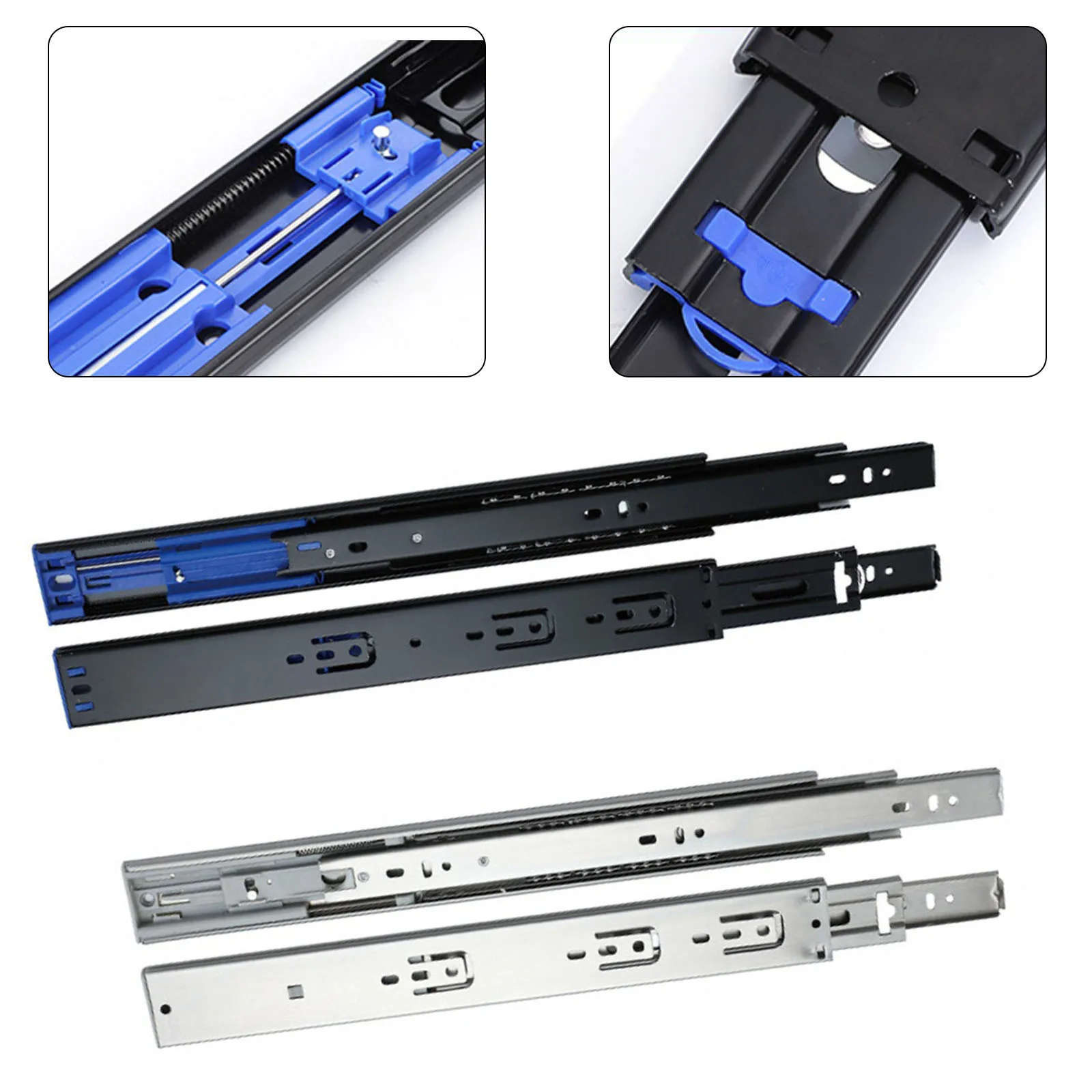 Steel Drawer Slides Track Rail Three-Section Sliding Rail Cabinet Slides Silent Damping Buffer Slide Rail Furniture Hardware
Steel Drawer Slides Track Rail Three-Section Sliding Rail Cabinet Slides Silent Damping Buffer Slide Rail Furniture Hardware