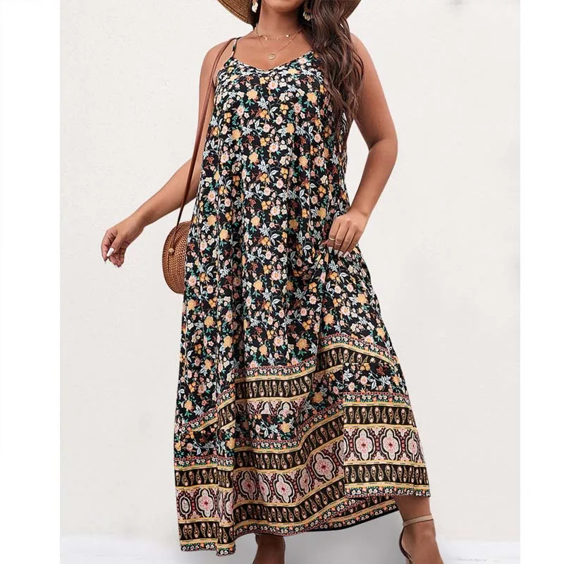 Women Summer Bohemian Casual L-4XL New Dress Sexy Backless Strap Maxi Dress Fashion Geometric Printed Loose Party Dress 28058
Women Summer Bohemian Casual L-4XL New Dress Sexy Backless Strap Maxi Dress Fashion Geometric Printed Loose Party Dress 28058