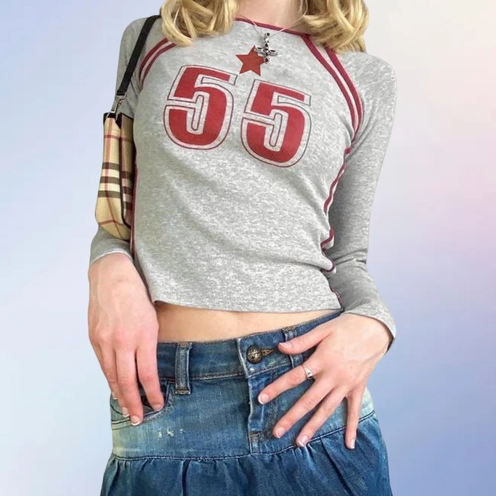 Spring Biker Style Crop Top Long Sleeve Y2K Gray Tshirt Ladies Korean Tee Slim Fit Pullovers Grunge Retro Vintage Streetwear
Spring Biker Style Crop Top Long Sleeve Y2K Gray Tshirt Ladies Korean Tee Slim Fit Pullovers Grunge Retro Vintage Streetwear