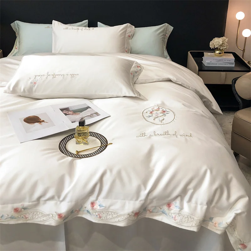 Flowers Embroidery Luxury Bedding Set 1000TC Egyptian Cotton White Pink Blue Duvet Cover Set Flat/Fitted Bed Sheet Pillowcases
Flowers Embroidery Luxury Bedding Set 1000TC Egyptian Cotton White Pink Blue Duvet Cover Set Flat/Fitted Bed Sheet Pillowcases