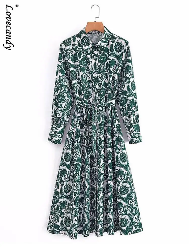 Women's Lapel Print Lace Up Harajuku Long Sleeve Dress Fashion Vintage Single Breasted Maxi Dresses Spring Commuter Robe
Women's Lapel Print Lace Up Harajuku Long Sleeve Dress Fashion Vintage Single Breasted Maxi Dresses Spring Commuter Robe