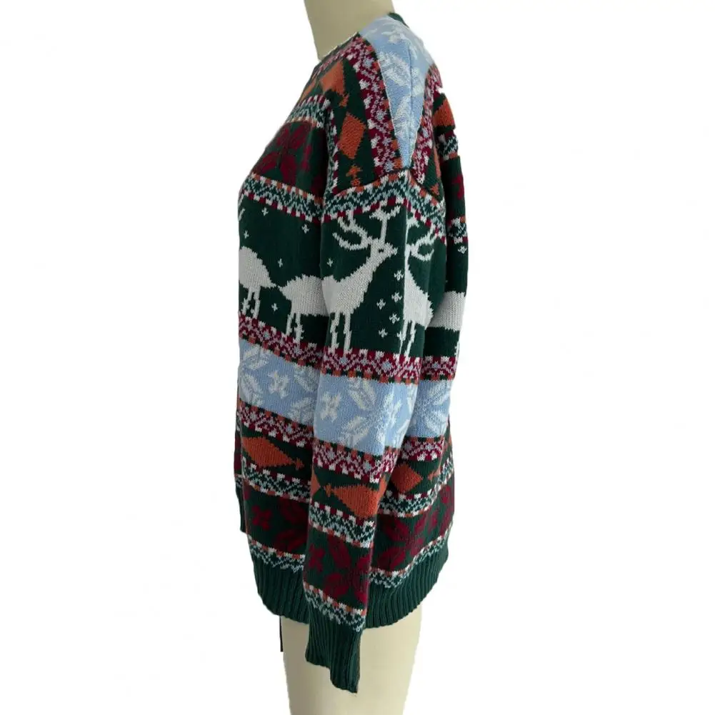 Женский Теплый жаккардовый свитер с рождественской тематикой 
Женский Теплый жаккардовый свитер с рождественской тематикой