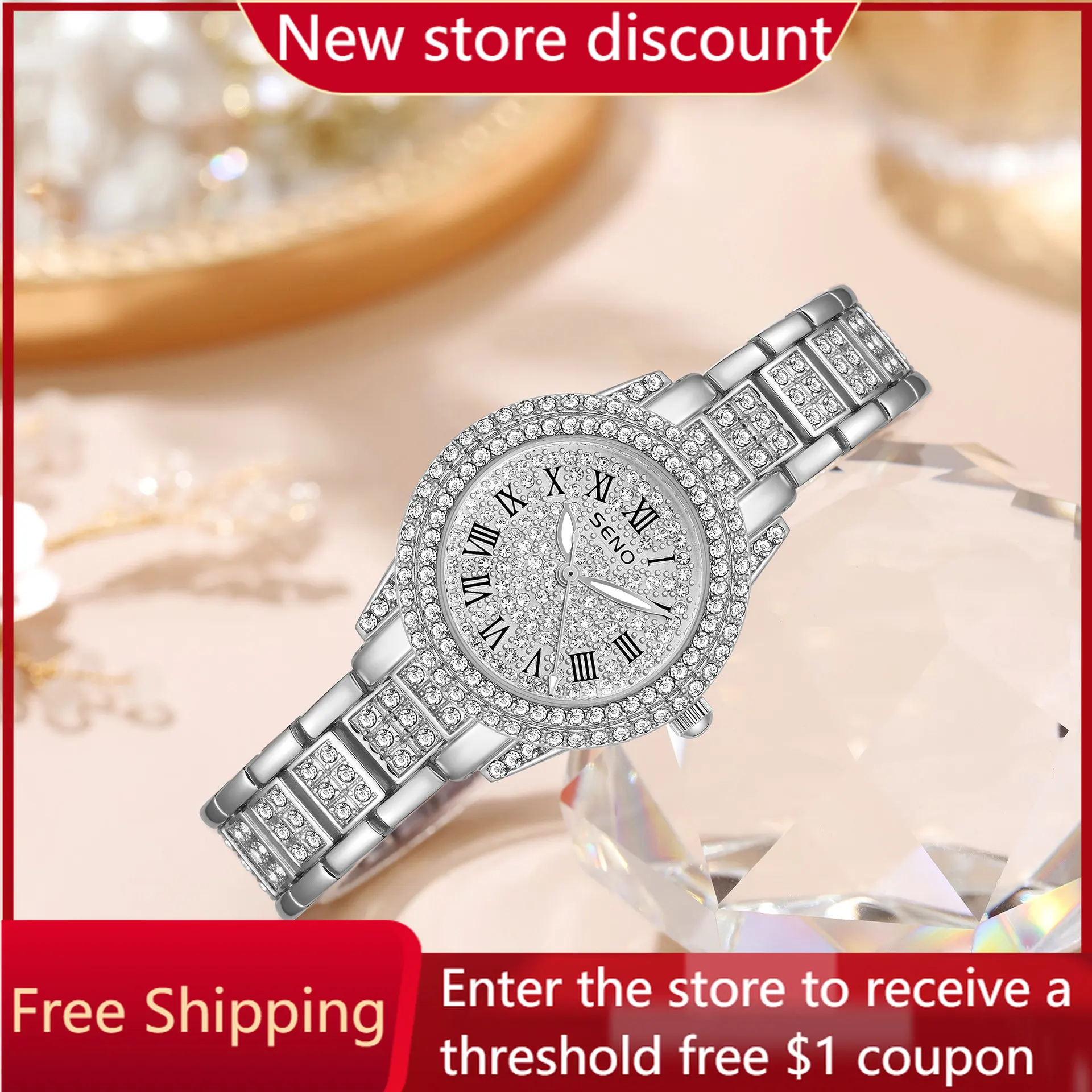 Europe and The United States Fashion Luxury Women's Quartz Watch Steel Strap Waterproof Luminous Temperament Women's Watch
Europe and The United States Fashion Luxury Women's Quartz Watch Steel Strap Waterproof Luminous Temperament Women's Watch