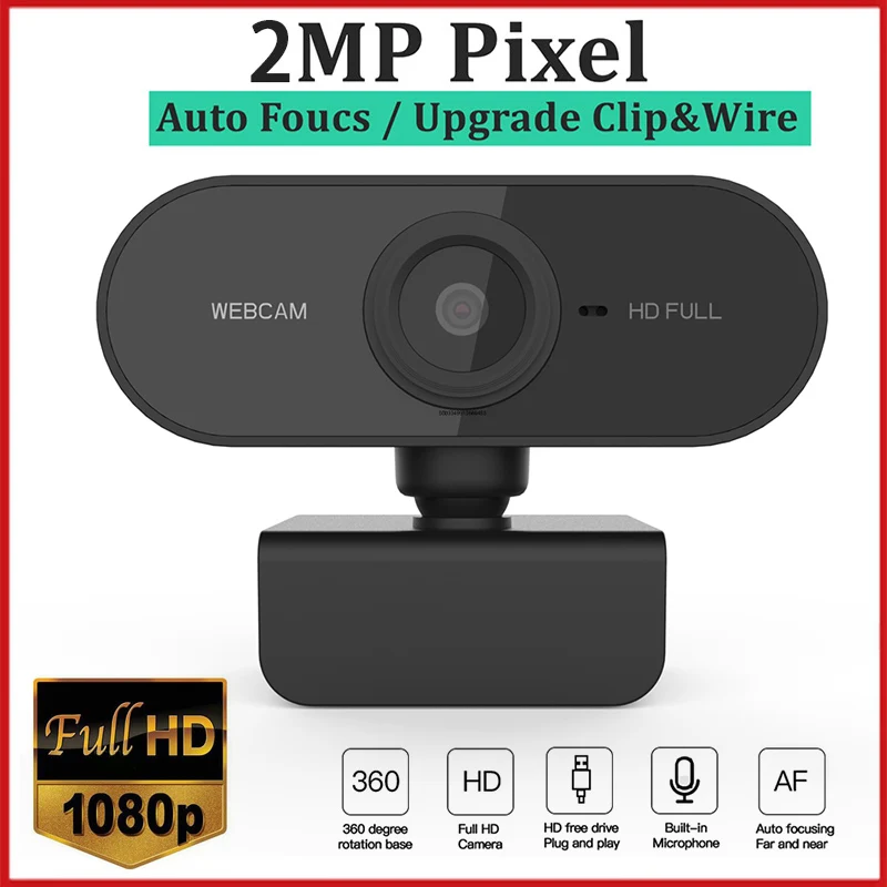 USB-веб-камера с автофокусом, 1080P, с микрофоном
USB-веб-камера с автофокусом, 1080P, с микрофоном