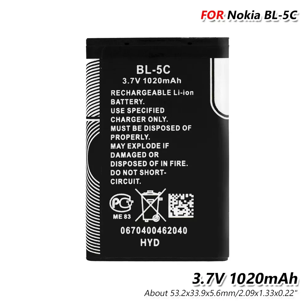 2023NEW Original 3.7V 1020mAh BL-5C Li-ion Battery For Nokia 1000 1010 1108 1110 1112 1116 E50 E60 N70 6680 N91 BL5C BL 5C Batte
2023NEW Original 3.7V 1020mAh BL-5C Li-ion Battery For Nokia 1000 1010 1108 1110 1112 1116 E50 E60 N70 6680 N91 BL5C BL 5C Batte
