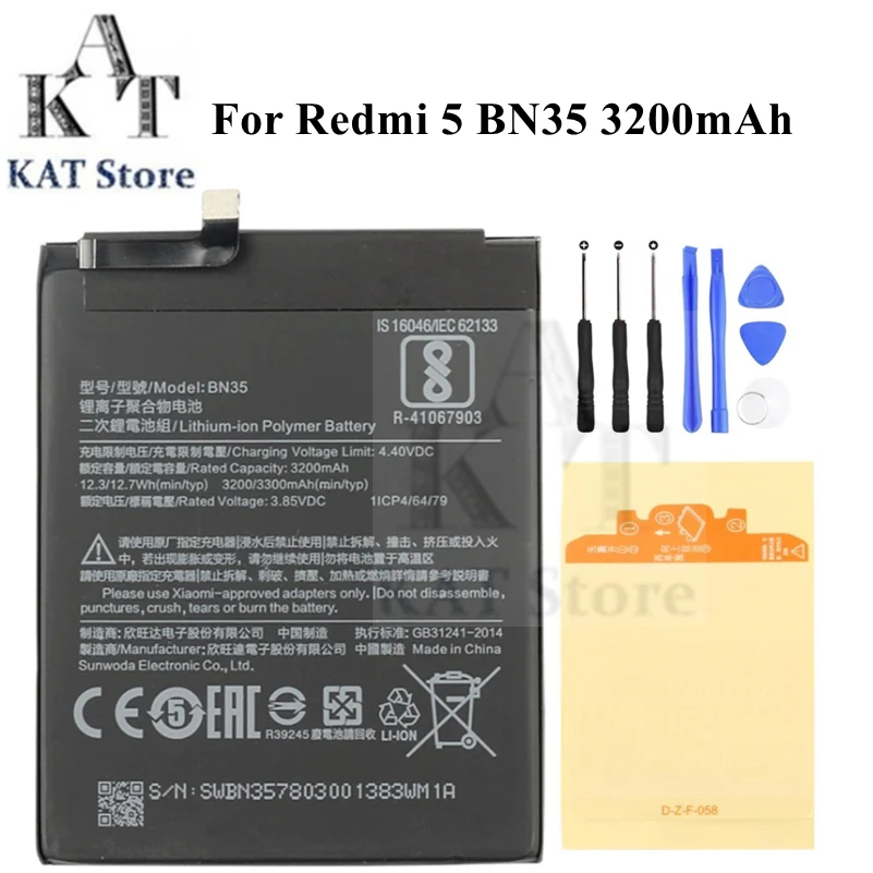 Mobile Phone Li-Polymer Battery For Xiaomi Redmi 5 BN35 3200mAh Rechargeable Accumulator Spare Part Replacement
Mobile Phone Li-Polymer Battery For Xiaomi Redmi 5 BN35 3200mAh Rechargeable Accumulator Spare Part Replacement