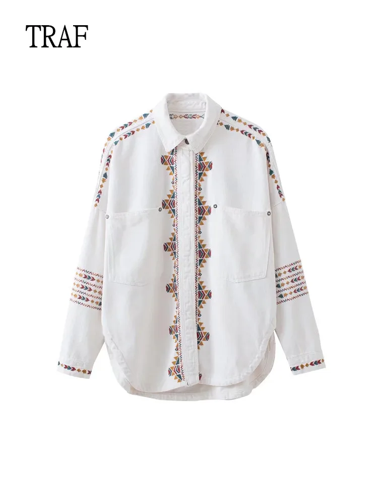 TRAF Women Embroidered Shirt 2022 Spring Fashion Loose Pocket Long Sleeve Jacket Casual Female Tops Irregular Women Shirts
TRAF Women Embroidered Shirt 2022 Spring Fashion Loose Pocket Long Sleeve Jacket Casual Female Tops Irregular Women Shirts