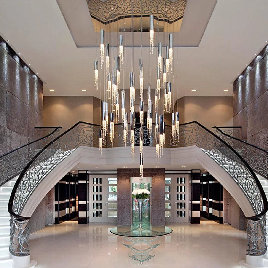 Modern Chrome Crystal LED Chandelier Luxury Large Cristal Staircase Hanging Fixture For Hallway Lobby Long Indoor Ceiling Lustre
Modern Chrome Crystal LED Chandelier Luxury Large Cristal Staircase Hanging Fixture For Hallway Lobby Long Indoor Ceiling Lustre