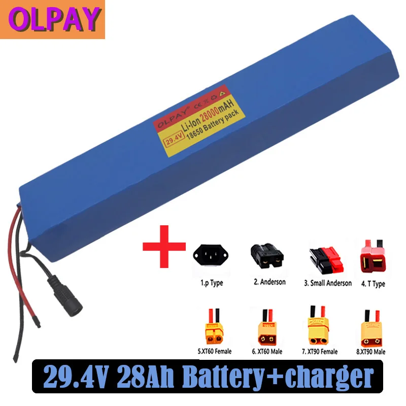 

High quality 7S5P 29.4v 28Ah electric bicycle motor ebike scooter 29v li ion battery pack 18650 lithium rechargeable batteries