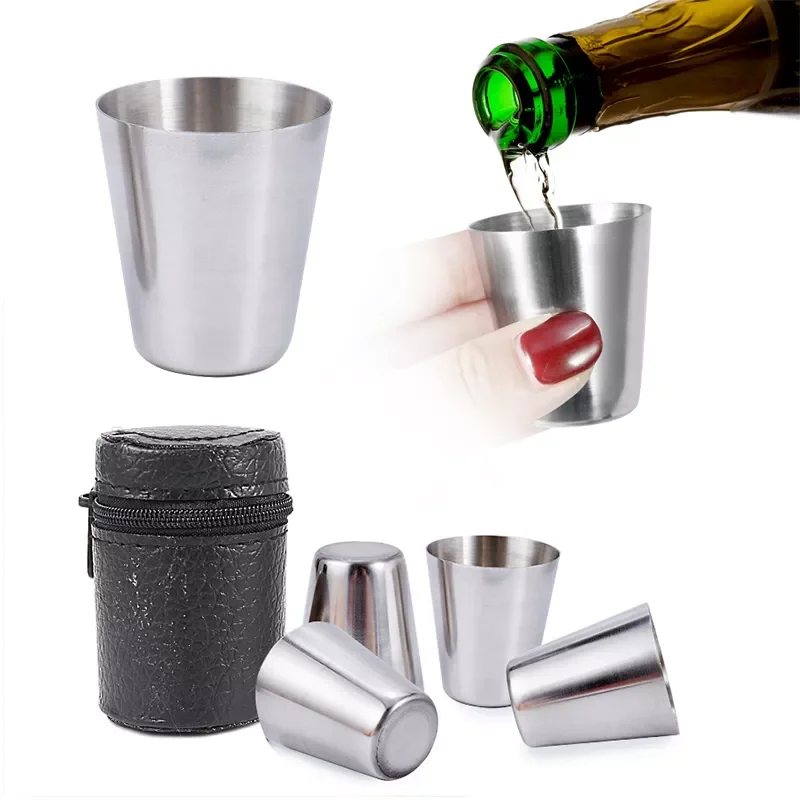 2022New 4Pcs/set Polished 30ML Mini Stainless Steel Shot Glass Cup Wine Drinking Glasses with Leather Cover Bag for Home Kitchen
2022New 4Pcs/set Polished 30ML Mini Stainless Steel Shot Glass Cup Wine Drinking Glasses with Leather Cover Bag for Home Kitchen