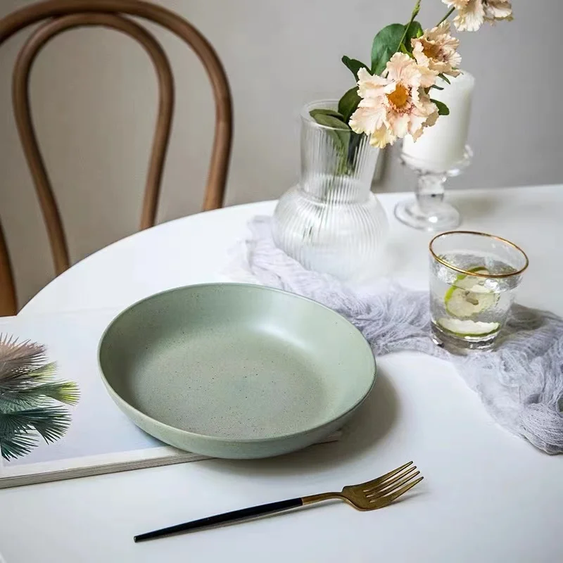 Matte Frosted High-Grade Green Ceramic Plates Vegetable Plate Simple Nordic Solid Color Sesame Glaze Oval Household Tableware
Matte Frosted High-Grade Green Ceramic Plates Vegetable Plate Simple Nordic Solid Color Sesame Glaze Oval Household Tableware