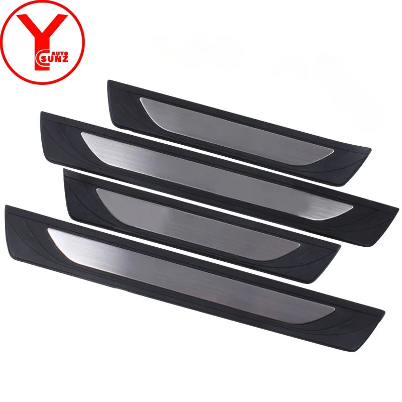 

LED Side Door Step Sill Cover With Logo For Toyota Innova 2016 2017 2018 Side Bumper Deflector And Protectors Accessories YCSUNZ