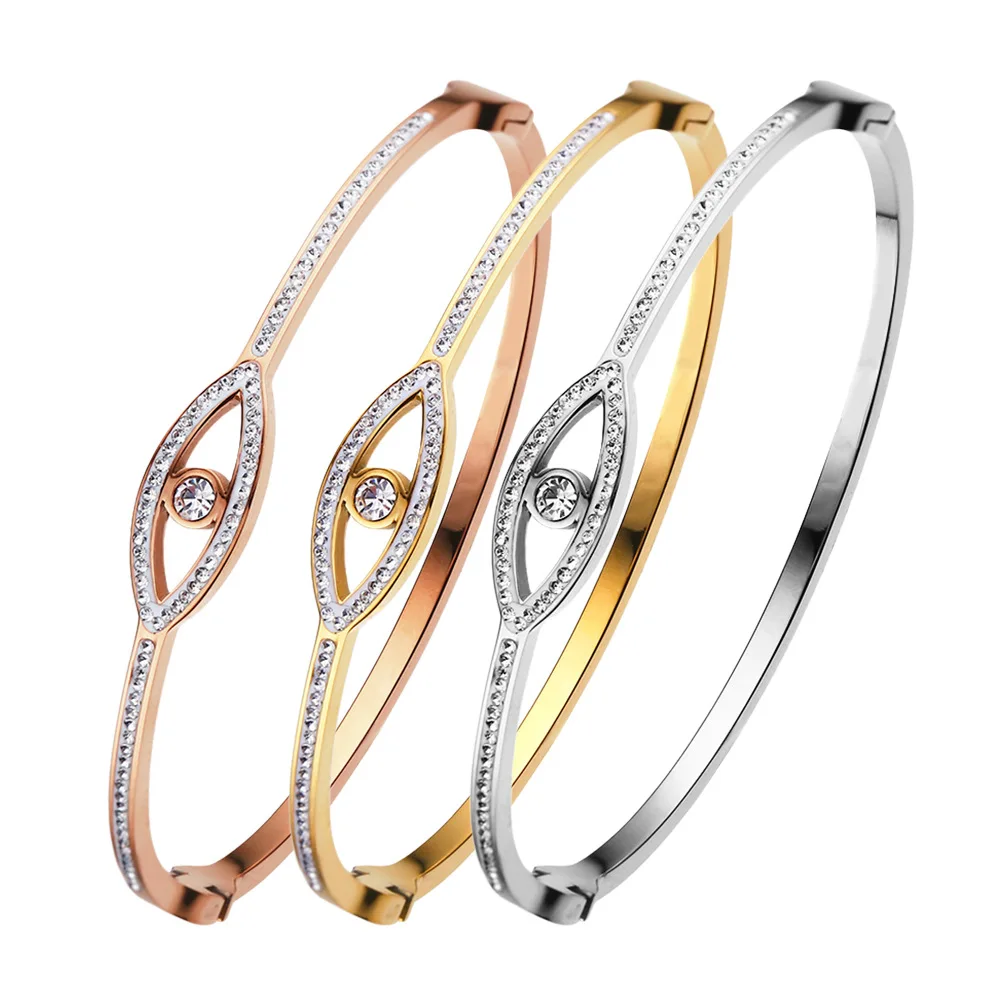 

18K Gold Narrow Edition Women's Bracelet Never Fading Hollow Out Fashion Diamond Devil's Eye Luxury Gifts for Couples