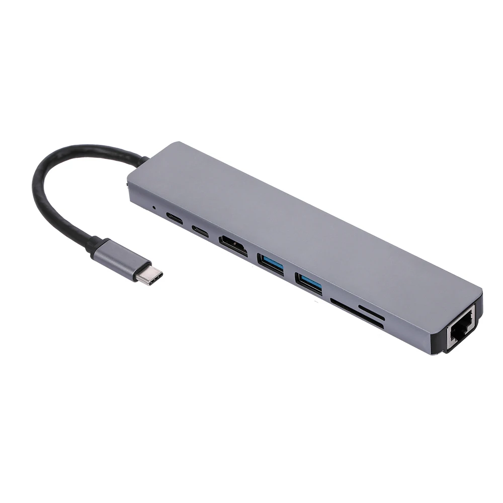 8IN1 USB-C Multi-function Laptop Docking Station Converter Type-C to PD+USB*2+HDTV+Type-C+SD+TF+RJ45 87W Adapter Grey
8IN1 USB-C Multi-function Laptop Docking Station Converter Type-C to PD+USB*2+HDTV+Type-C+SD+TF+RJ45 87W Adapter Grey