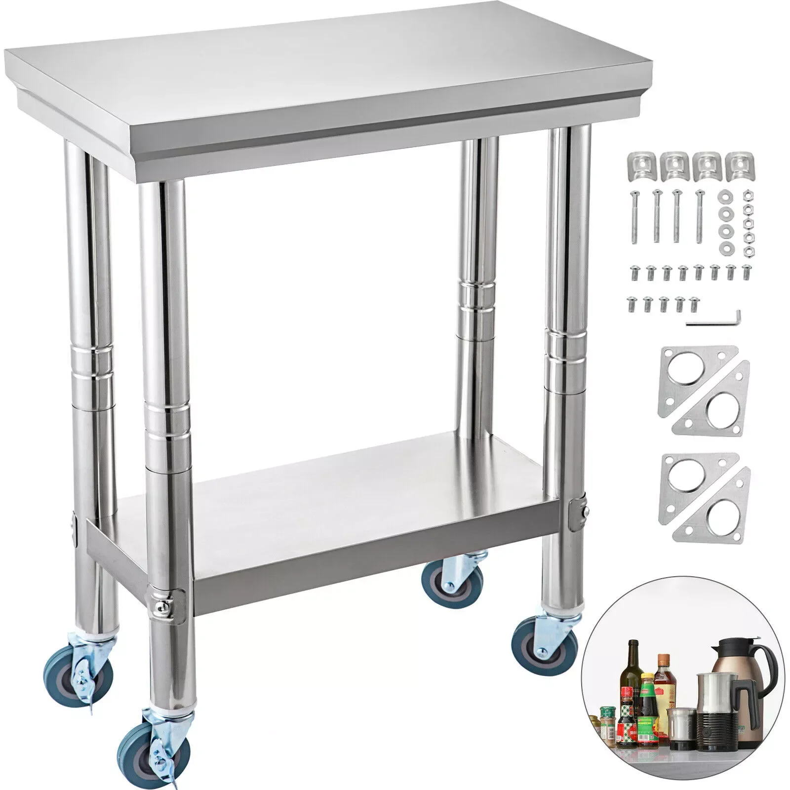 Stainless Steel Work Table with Wheels 12x24 Prep Table with casters Heavy Duty Work Table for Commercial Kitchen Restaurant
Stainless Steel Work Table with Wheels 12x24 Prep Table with casters Heavy Duty Work Table for Commercial Kitchen Restaurant