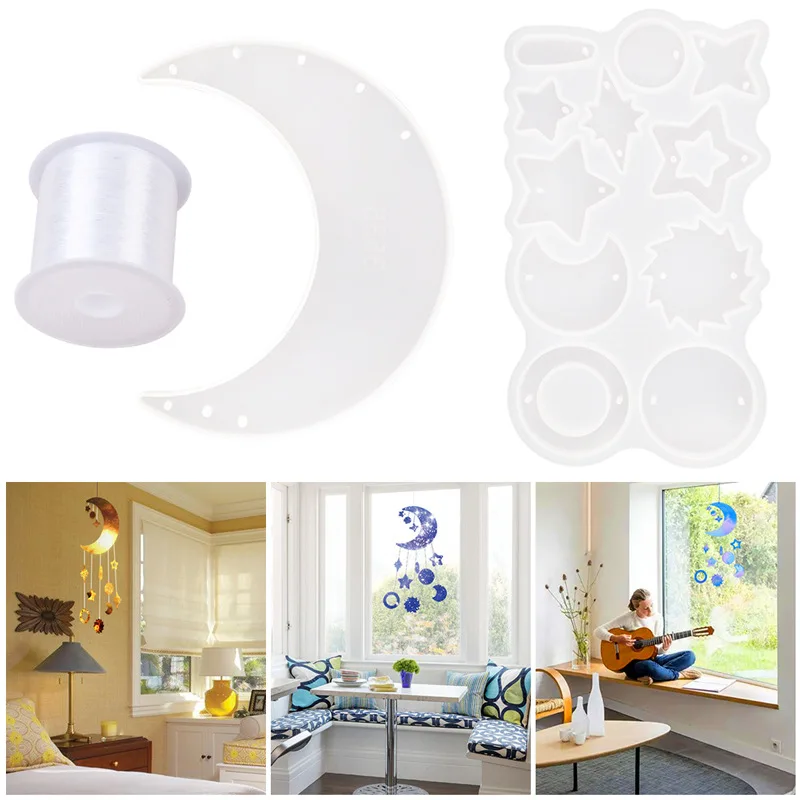Moon Wind Chime Mold DIY Crystal Epoxy Resin Mold Wall Decoration Pendant Moon Star Pendant Silicone Mold For Resin Art 2022
Moon Wind Chime Mold DIY Crystal Epoxy Resin Mold Wall Decoration Pendant Moon Star Pendant Silicone Mold For Resin Art 2022