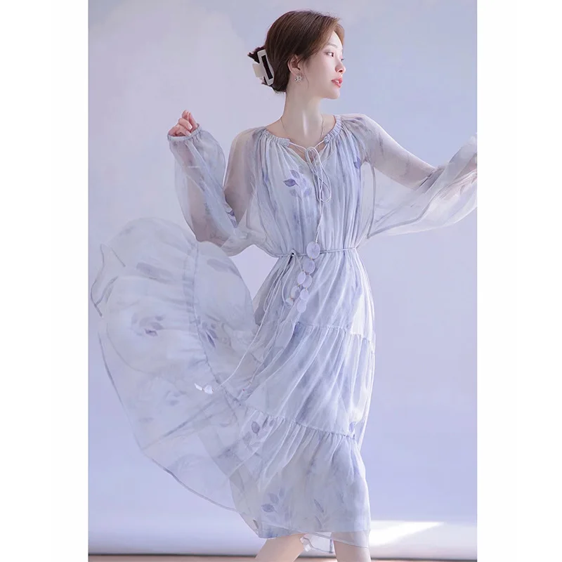 Vintage Elegant Fairy Princess Purple Mesh Windbell Dress Woman French Retro Floral Designer Slim Dress 2023 Summer Clothes New
Vintage Elegant Fairy Princess Purple Mesh Windbell Dress Woman French Retro Floral Designer Slim Dress 2023 Summer Clothes New
