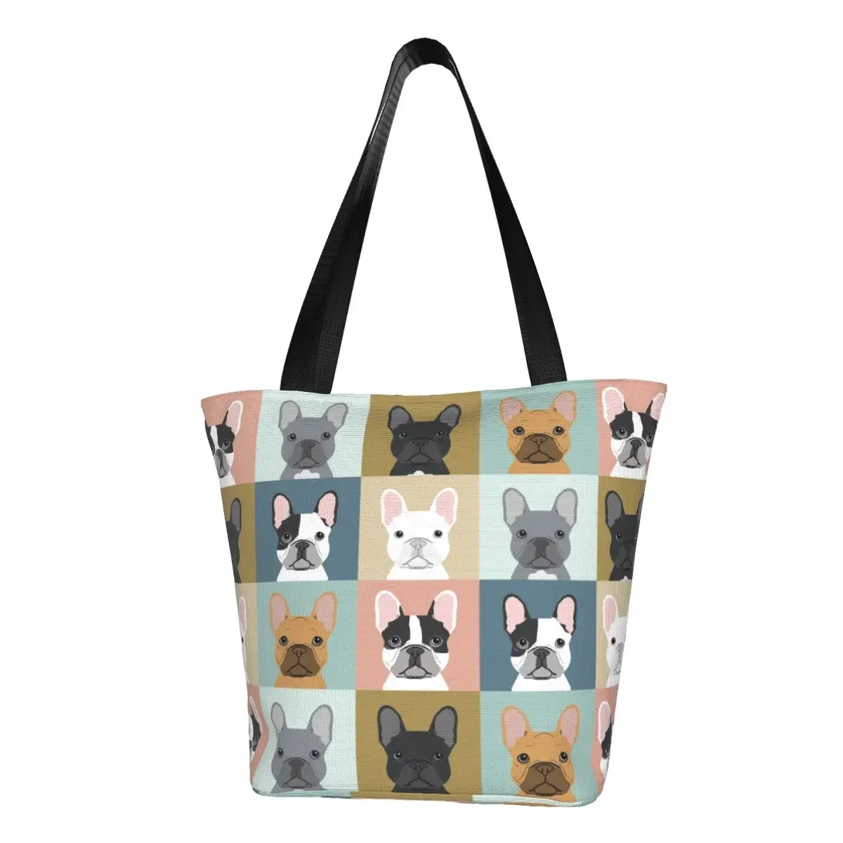 Reusable French Bulldog Portraits Shopping Bag Women Shoulder Canvas Tote Bag Washable Frenchie Dog Lover Grocery Shopper Bags
Reusable French Bulldog Portraits Shopping Bag Women Shoulder Canvas Tote Bag Washable Frenchie Dog Lover Grocery Shopper Bags
